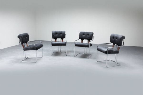 GUIDO FALESCHINI : Quattro poltroncine mod. Tucroma  - Asta Design e illuminazione - Associazione Nazionale - Case d'Asta italiane