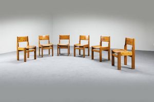 PRODUZIONE ITALIANA - Sei sedie in legno chiaro. Anni '60 cm 81x43x45