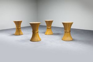 PRODUZIONE ITALIANA - Quattro tavolini in bamboo. Anni '70 cm 64x40