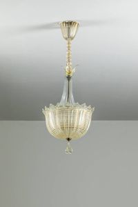 BAROVIER & TOSO - Lampadario in vetro di Murano con inclusione di foglia d'oro. Anni '50 cm 75x33