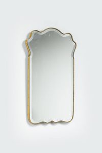 PRODUZIONE ITALIANA - Specchio con bordo in ottone. Anni '50 cm 86x56