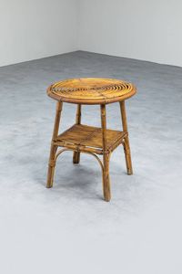 PRODUZIONE ITALIANA - Tavolini in vimini e bamboo. Anni '50 cm 58x50