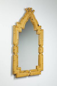 VIVAI DEL SUD - Specchio con cornice in bamboo. Anni '70 cm 157x91