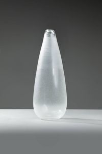 BARBINI - Vaso in vetro trasparente inciso. Marcato Barbini Murano Anni '90 h cm 43
