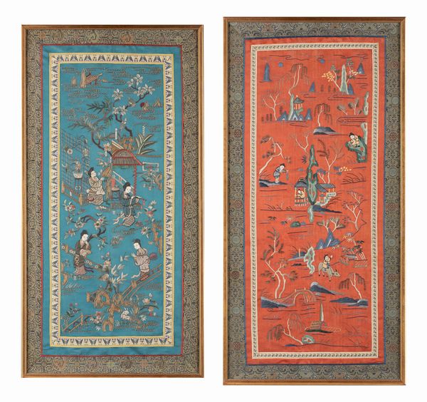 Due pannelli in seta. Cina, fine dinastia Qing  - Asta Arte orientale / 东方艺术 - Associazione Nazionale - Case d'Asta italiane