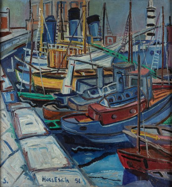 CARLO HOLLESCH : Battelli a Trieste  - Asta Arte figurativa tra XIX e XX Secolo - Associazione Nazionale - Case d'Asta italiane