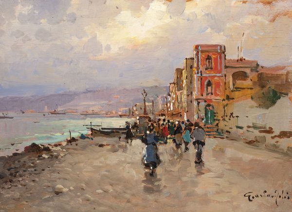 Felice Giordano : Coppia di vedute costiere  - Asta Arte figurativa tra XIX e XX Secolo - Associazione Nazionale - Case d'Asta italiane