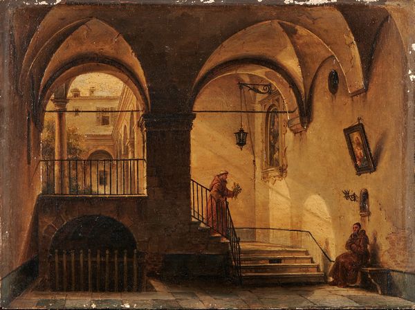 Attribuito a Giovanni Migliara (Alessandria 1785-Milano 1837) : Nel convento  - Asta Arte figurativa tra XIX e XX Secolo - Associazione Nazionale - Case d'Asta italiane