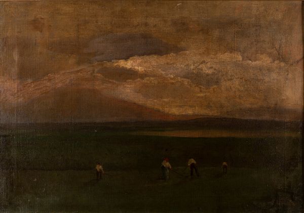 Scuola lombarda, fine XIX secolo - inizio XX secolo : Fienagione  - Asta Arte figurativa tra XIX e XX Secolo - Associazione Nazionale - Case d'Asta italiane