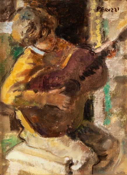 Cesare Peruzzi : Chitarrista  - Asta Arte figurativa tra XIX e XX Secolo - Associazione Nazionale - Case d'Asta italiane