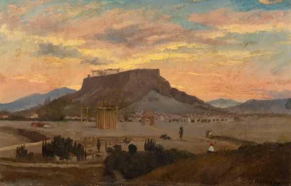 Giuseppe Haimann : L'Acropoli ad Atene  - Asta Arte figurativa tra XIX e XX Secolo - Associazione Nazionale - Case d'Asta italiane
