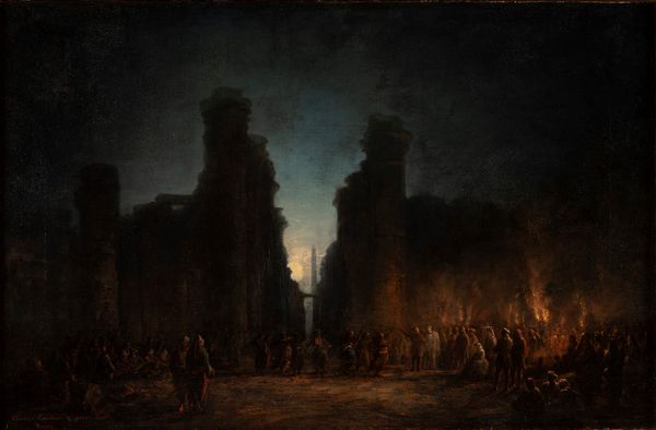 Francois Pierre Barry : Tebe e le rovine del tempio di Karnac nella notte del 2 giugno 1863  - Asta Arte figurativa tra XIX e XX Secolo - Associazione Nazionale - Case d'Asta italiane