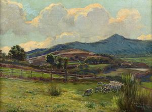 Carlo Montani - Rocca di Papa, gregge al pascolo