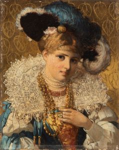 Gustav August Hessl : La collana di perle  - Asta Arte figurativa tra XIX e XX Secolo - Associazione Nazionale - Case d'Asta italiane