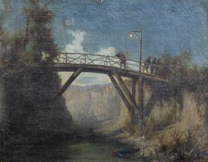 Vincenzo Franceschini : Sotto il ponte  - Asta Arte figurativa tra XIX e XX Secolo - Associazione Nazionale - Case d'Asta italiane