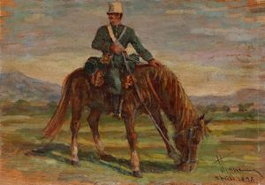 Francesco Mancini : Soldato a cavallo  - Asta Arte figurativa tra XIX e XX Secolo - Associazione Nazionale - Case d'Asta italiane