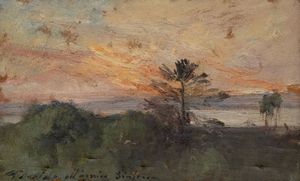 Errico  Placido - Paesaggio al tramonto