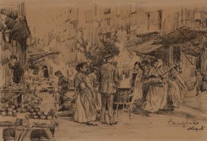 Francesco  Cangiullo - Napoli, scena di mercato