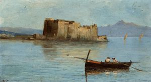 Scuola napoletana fine del XIX secolo - Napoli, Castel dellOvo