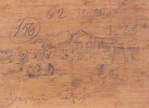 Felice Giordano : Coppia di dipinti con bagnanti a Capri e lavandaie  - Asta Arte figurativa tra XIX e XX Secolo - Associazione Nazionale - Case d'Asta italiane