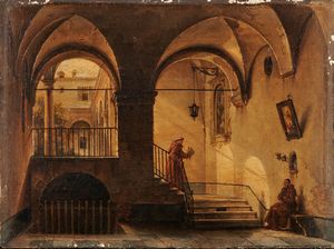 Attribuito a Giovanni Migliara (Alessandria 1785-Milano 1837) - Nel convento