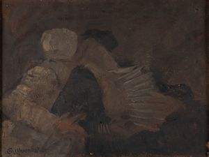 CARLO CHERUBINI : Bacio rubato  - Asta Arte figurativa tra XIX e XX Secolo - Associazione Nazionale - Case d'Asta italiane