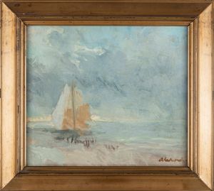 Angiolo Alebardi : Marina  - Asta Arte figurativa tra XIX e XX Secolo - Associazione Nazionale - Case d'Asta italiane