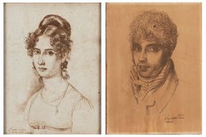LUIGI SABATELLI : Ritratti dei coniugi Bacchetta  - Asta Arte figurativa tra XIX e XX Secolo - Associazione Nazionale - Case d'Asta italiane