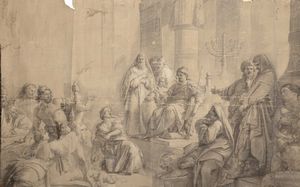Francesco  Podesti : Studio per il dipinto Il Giudizio di Salomone  - Asta Arte figurativa tra XIX e XX Secolo - Associazione Nazionale - Case d'Asta italiane