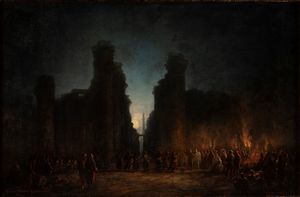Francois Pierre Barry - Tebe e le rovine del tempio di Karnac nella notte del 2 giugno 1863