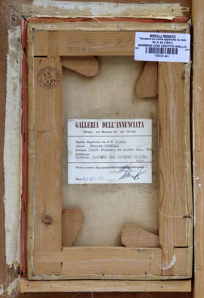 Renato Birolli : Bambina con vestito giallo  - Asta Arte Moderna e Contemporanea - Associazione Nazionale - Case d'Asta italiane