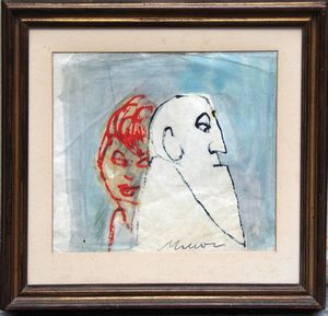 MINO MACCARI : Il vecchio e la ragazza  - Asta Arte Moderna e Contemporanea - Associazione Nazionale - Case d'Asta italiane