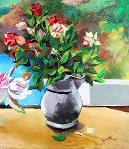 Renato Guttuso : Fiori su paesaggio  - Asta Arte Moderna e Contemporanea - Associazione Nazionale - Case d'Asta italiane