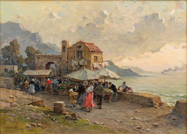 Nicolas De Corsi : Scena paesana  - Asta Arte moderna e contemporanea - Associazione Nazionale - Case d'Asta italiane