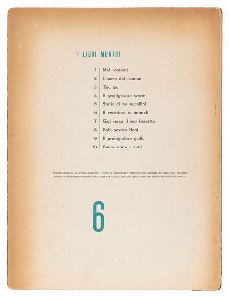 BRUNO  MUNARI : Le macchine di Munari - Il venditore di animali -  Nella notte buia -  Libro illegibile N. Y. 1  - Asta Arte moderna e contemporanea - Associazione Nazionale - Case d'Asta italiane