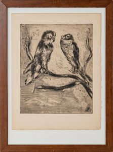 Marc Chagall : L'Aigle et le hibou - Dalla serie Les Faibles de la Fontaine (1927-30)  - Asta Arte moderna e contemporanea - Associazione Nazionale - Case d'Asta italiane