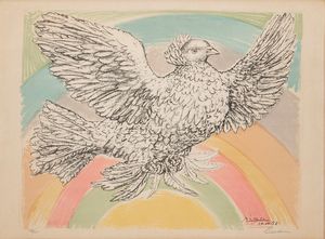 Pablo Picasso : Colombe volant ( l'Arc-en-ciel)  - Asta Arte moderna e contemporanea - Associazione Nazionale - Case d'Asta italiane