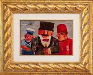 Franz Borghese : Famiglia con marinaretto  - Asta Arte moderna e contemporanea - Associazione Nazionale - Case d'Asta italiane