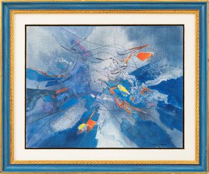 GINO MORANDIS : Immagine in blu  - Asta Arte moderna e contemporanea - Associazione Nazionale - Case d'Asta italiane