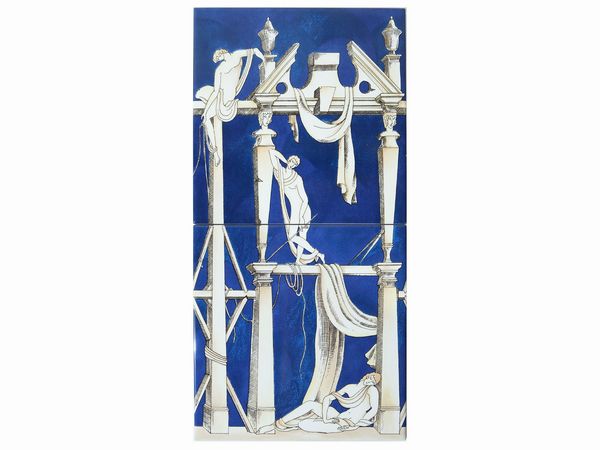 Due piastrelle in ceramica da modelli di Gi� Ponti  - Asta L'arte di arredare - Associazione Nazionale - Case d'Asta italiane