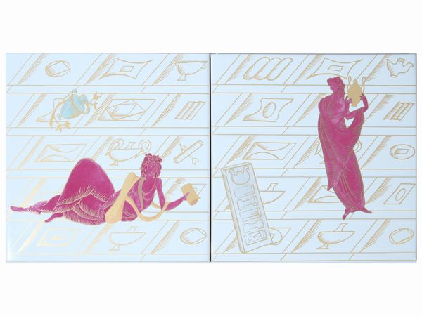 Due piastrelle in ceramica da modello di Gi� Ponti  - Asta L'arte di arredare - Associazione Nazionale - Case d'Asta italiane
