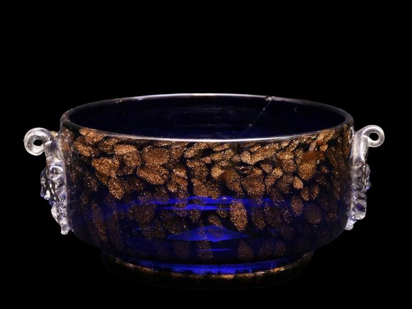 Coppetta in vetro blu con avventurina  - Asta L'arte di arredare - Associazione Nazionale - Case d'Asta italiane