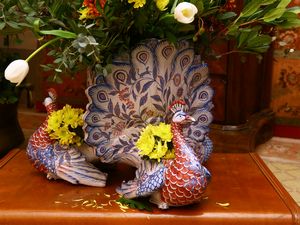 Grande fioriera centrotavola in ceramica policroma, Saint Cl�ment  - Asta L'arte di arredare - Associazione Nazionale - Case d'Asta italiane