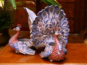 Grande fioriera centrotavola in ceramica policroma, Saint Cl�ment  - Asta L'arte di arredare - Associazione Nazionale - Case d'Asta italiane