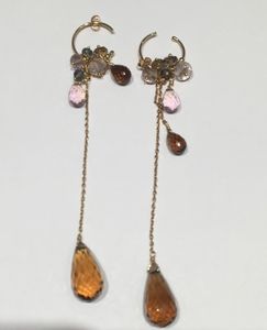 Orecchini Pendenti in Oro e Pietre Brown Gio Moretti�  - Asta Pandolfini per Amici di URI - Asta Benefica per Sostenere la Ricerca Scientifica Urologica - Associazione Nazionale - Case d'Asta italiane