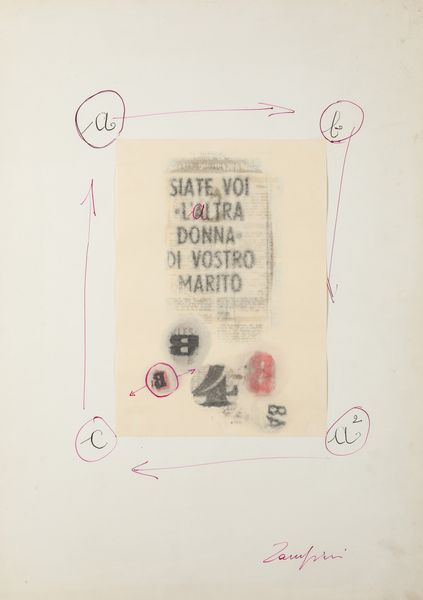 Daniela Zampini Kalepyros : Senza titolo  - Asta La collezione Corinaldi di Poesia Visiva - Associazione Nazionale - Case d'Asta italiane