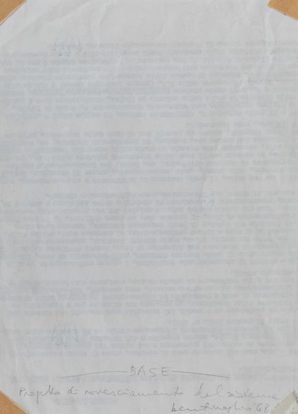 MIRELLA BENTIVOGLIO : Progetto di rovesciamento del sistema  - Asta La collezione Corinaldi di Poesia Visiva - Associazione Nazionale - Case d'Asta italiane