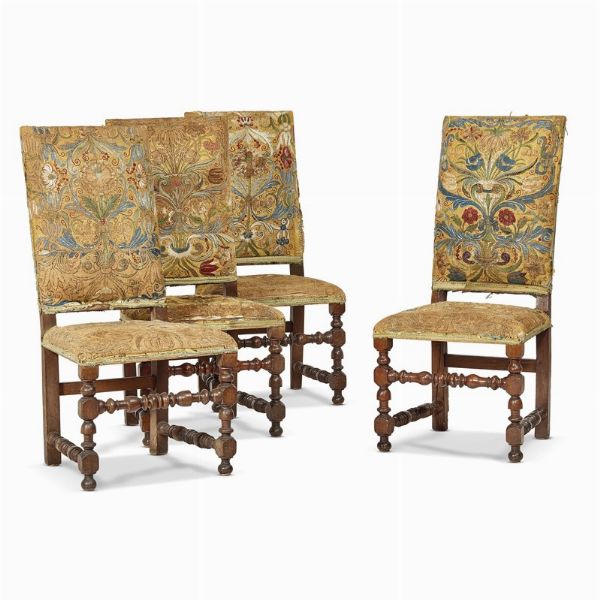 QUATTRO SEDIE, TOSCANA, FINE SECOLO XVII  - Asta Arte � ricerca | Dipinti sculture e oggetti d'arte da una raccolta fiorentina  - Associazione Nazionale - Case d'Asta italiane