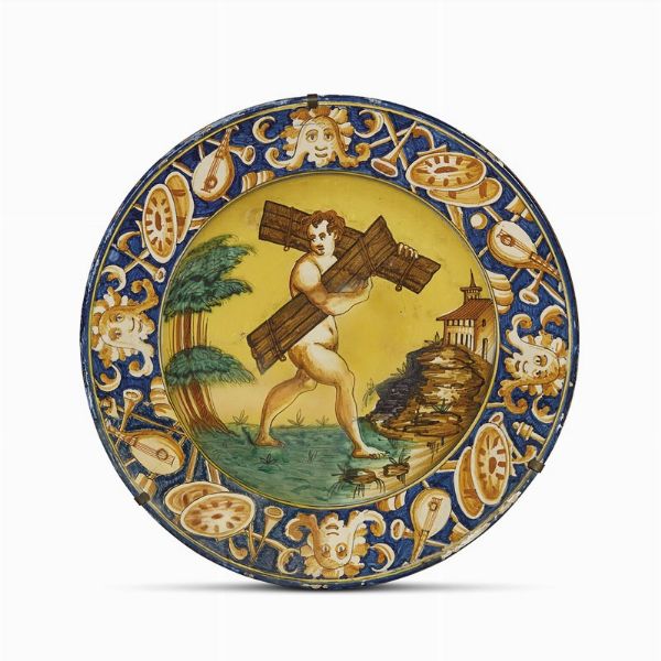 GRANDE PIATTO, MONTELUPO, FINE SECOLO XVI  - Asta Arte � ricerca | Dipinti sculture e oggetti d'arte da una raccolta fiorentina  - Associazione Nazionale - Case d'Asta italiane