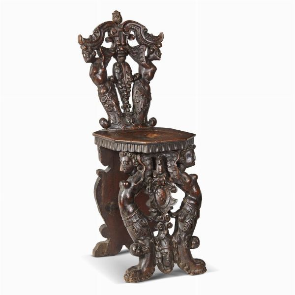 SGABELLO STEMMATO, FIRENZE, MET� SECOLO XVI  - Asta Arte � ricerca | Dipinti sculture e oggetti d'arte da una raccolta fiorentina  - Associazione Nazionale - Case d'Asta italiane